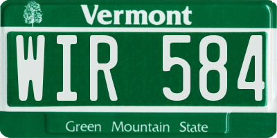 VT license plate WIR584