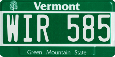 VT license plate WIR585