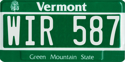 VT license plate WIR587