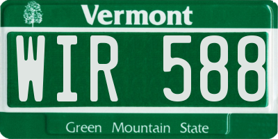 VT license plate WIR588
