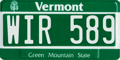VT license plate WIR589