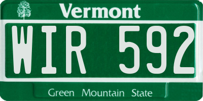 VT license plate WIR592
