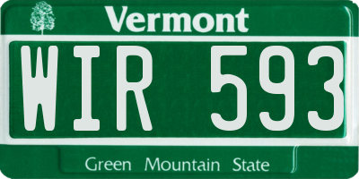 VT license plate WIR593