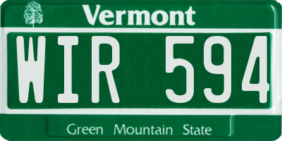 VT license plate WIR594