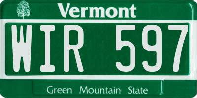 VT license plate WIR597