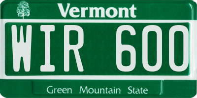 VT license plate WIR600