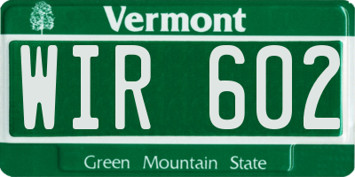 VT license plate WIR602
