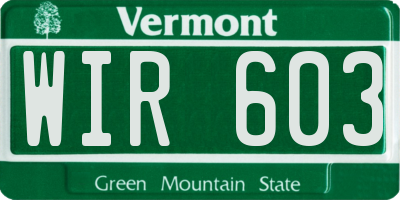 VT license plate WIR603