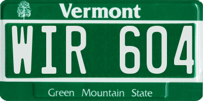 VT license plate WIR604