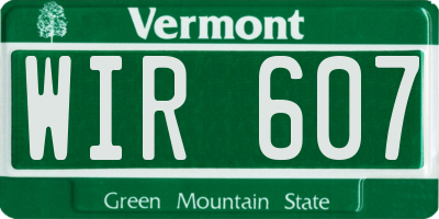 VT license plate WIR607