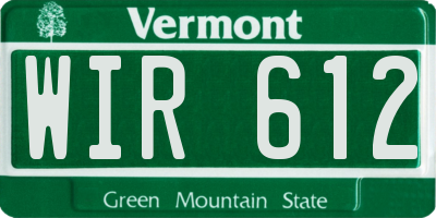 VT license plate WIR612