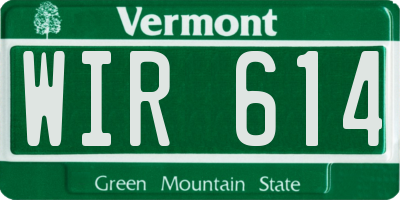 VT license plate WIR614