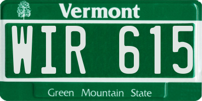 VT license plate WIR615