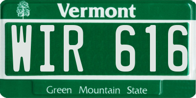VT license plate WIR616