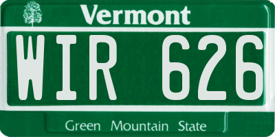 VT license plate WIR626