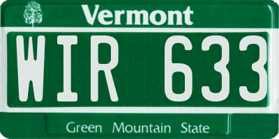 VT license plate WIR633