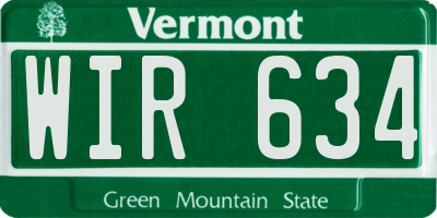 VT license plate WIR634