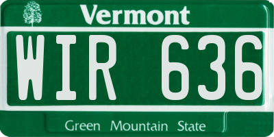 VT license plate WIR636
