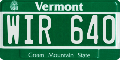 VT license plate WIR640