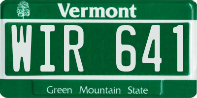 VT license plate WIR641