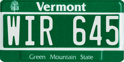 VT license plate WIR645