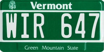 VT license plate WIR647