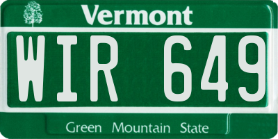 VT license plate WIR649