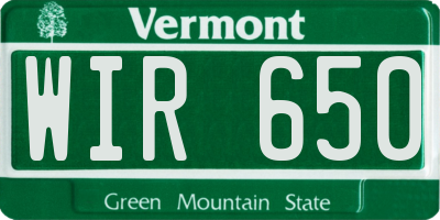 VT license plate WIR650