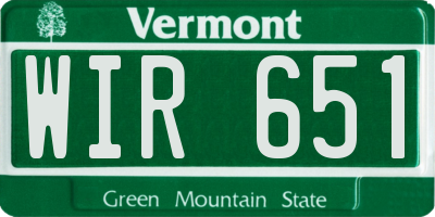VT license plate WIR651