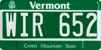 VT license plate WIR652