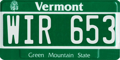 VT license plate WIR653