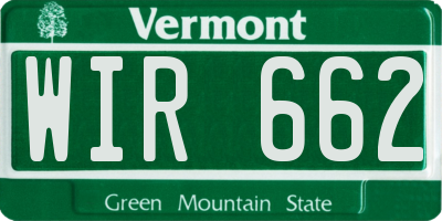 VT license plate WIR662