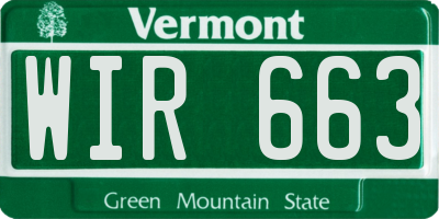 VT license plate WIR663
