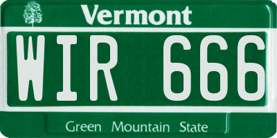 VT license plate WIR666