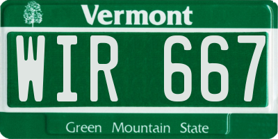 VT license plate WIR667