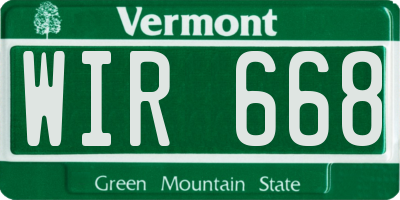 VT license plate WIR668