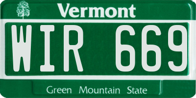 VT license plate WIR669