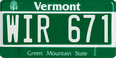 VT license plate WIR671
