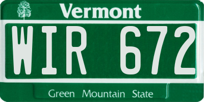 VT license plate WIR672
