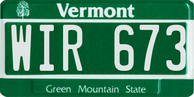 VT license plate WIR673