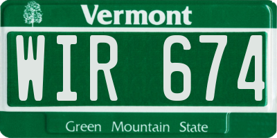 VT license plate WIR674