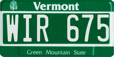 VT license plate WIR675