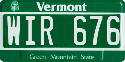 VT license plate WIR676
