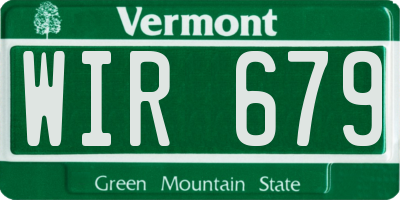 VT license plate WIR679
