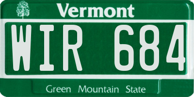 VT license plate WIR684