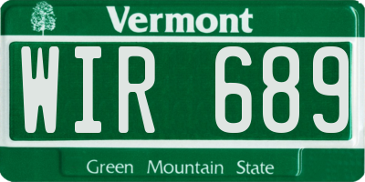 VT license plate WIR689