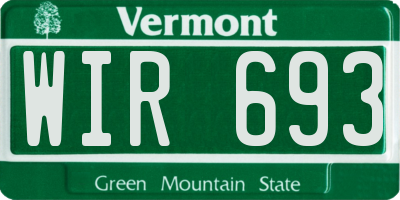 VT license plate WIR693