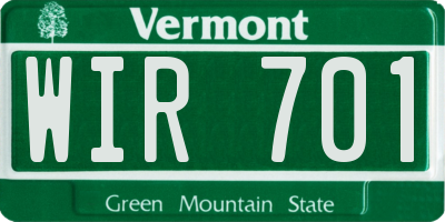 VT license plate WIR701