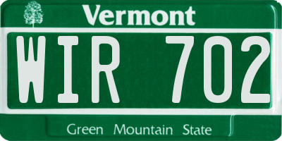 VT license plate WIR702