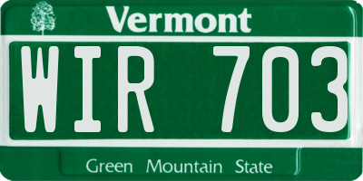 VT license plate WIR703